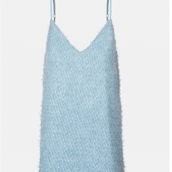 Elegant Light Blue Textured Dress - Picture 4 of 5